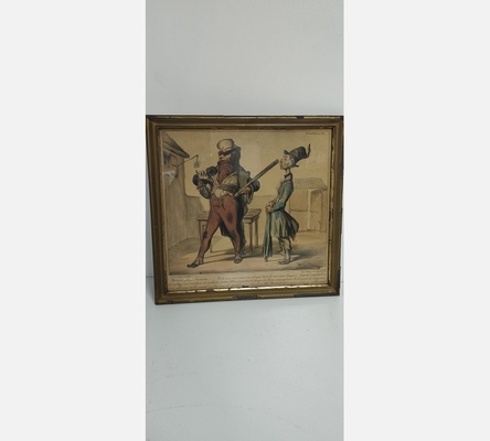 Estampe lithographie ancienne 'Bertrand, j'adore l'industrie' par Honoré Daumier