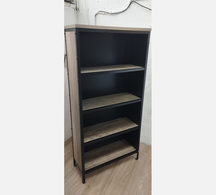 Etagère 4 niveaux imitation chêne et métal