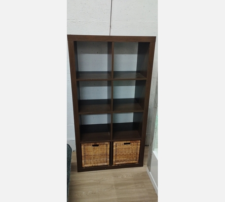 Étagère, brun noir Kallax avec 2 paniers