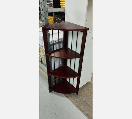 Etagère d'angle 4 niveaux teinte acajou.