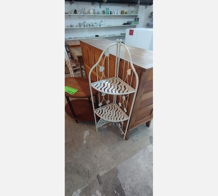 Etagère d'angle pliante en métal blanc