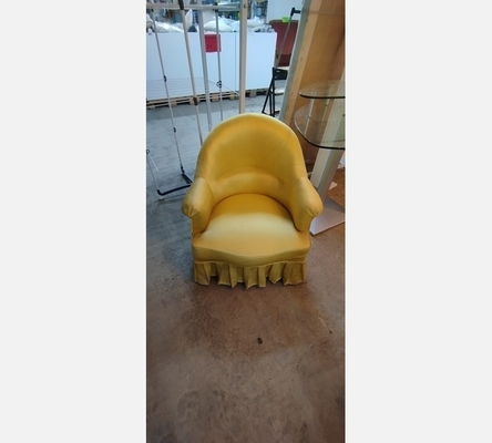 Fauteuil crapaud velours Napoléon III jaune doré