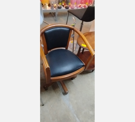 Fauteuil de bureau en cuir et bois