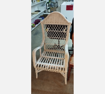 Fauteuil vintage en rotin blanc