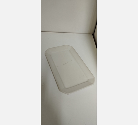Grand plat rectangulaire en céramique blanche