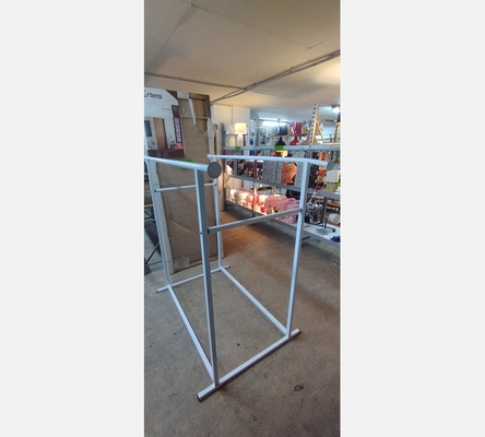 Grand support à vêtements, 2 tringles, en acier blanc