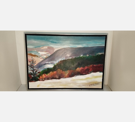 Grande peinture de paysage vallonné de JF Taillard en 2012