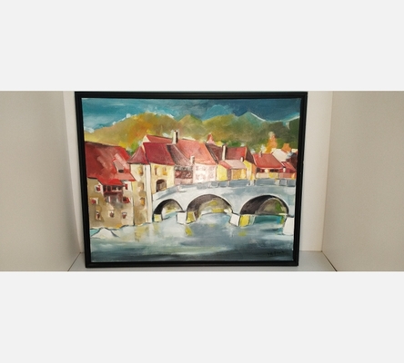 Grande peinture de pont au village de JF Taillard.