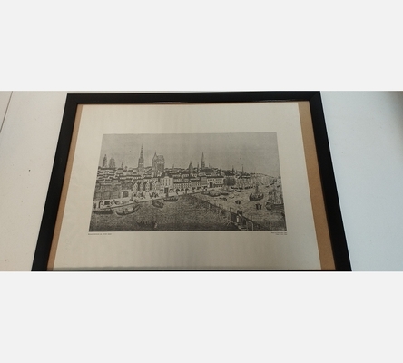 Grande repro sous verre de gravure Rouen XVIII
