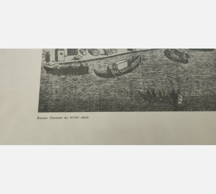Grande repro sous verre de gravure Rouen XVIII
