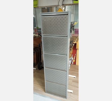 Haut meuble à chaussures, 5 portes, tout en métal