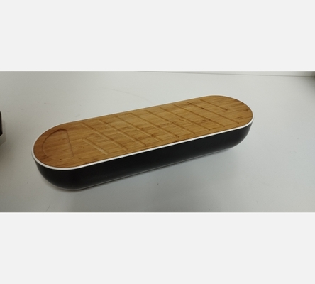 Huche à pain en plastique et bambou