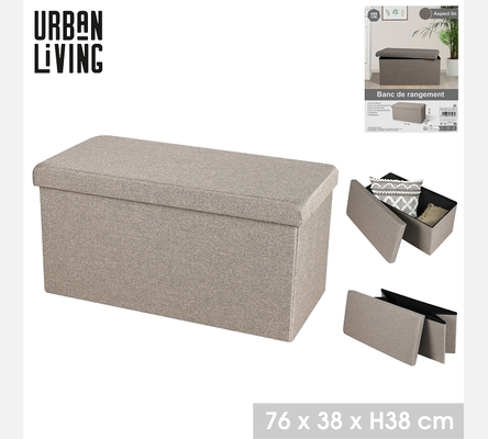 KUBE 'ASPECT LIN' BANC DE RANGEMENT PLIABLE SABLE 76X37,5XH37,5CM