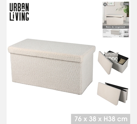 KUBE 'TEDDY' BANC DE RANGEMENT PLIABLE BLANC 76X37,5XH37,5CM