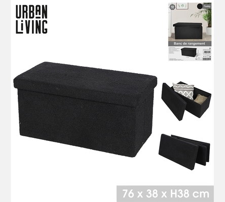 KUBE 'TEDDY' BANC DE RANGEMENT PLIABLE NOIR 76X37,5XH37,5CM