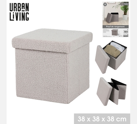 KUBE 'TEDDY' POUF DE RANGEMENT PLIABLE GRIS 37,5XH37,5CM