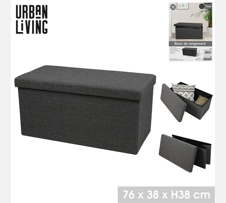 KUBE 'TISSU' BANC DE RANGEMENT PLIABLE GRIS ARDOISE 76X37,5XH37,5CM