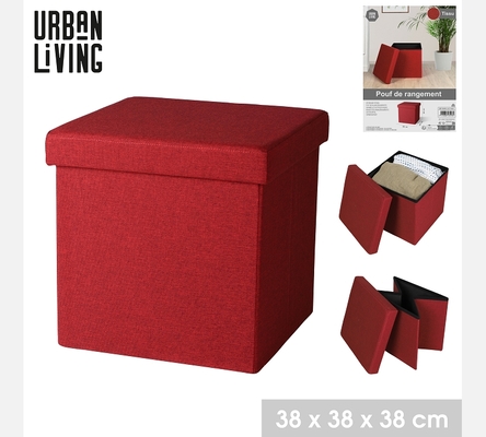 KUBE 'TISSU' POUF DE RANGEMENT PLIABLE BORDEAUX 37,5XH37,5CM