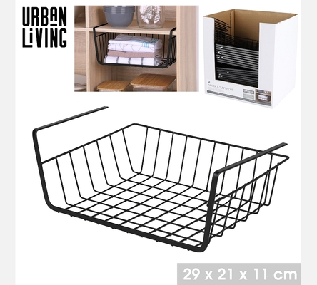 'LA PENDERIE' PANIER DE RANGEMENT A SUSPENDRE NOIR 29X21XH11CM