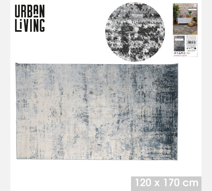 'LE PERSEPOLIS' TAPIS 100% VISCOSE DECOR VISION COULEUR BLEU GRIS 120X170CM