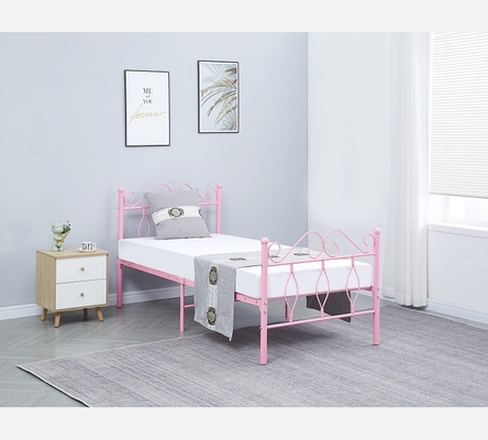 Lit Julie rose avec sommier intégré 90/190 cm.