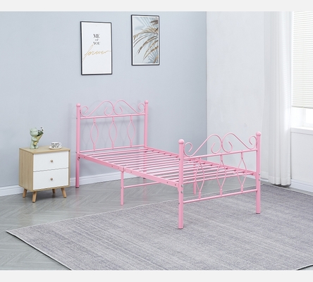 Lit Julie rose avec sommier intégré 90/190 cm.