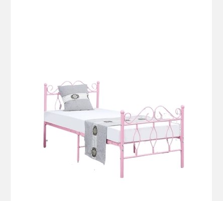 Lit Julie rose avec sommier intégré 90/190 cm.