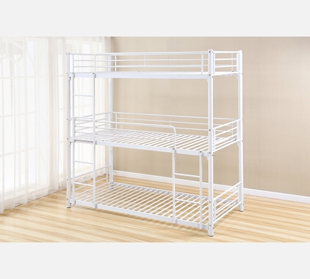 Lit superposé Trio en métal blanc 90/190cm avec sommier inclus.