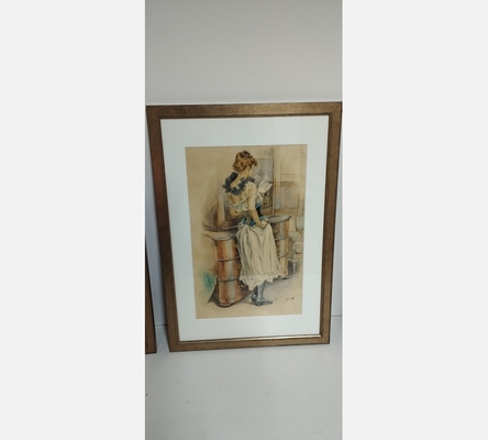 Lithographie de jeune femme par Ferdinand Bac