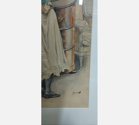 Lithographie de jeune femme par Ferdinand Bac