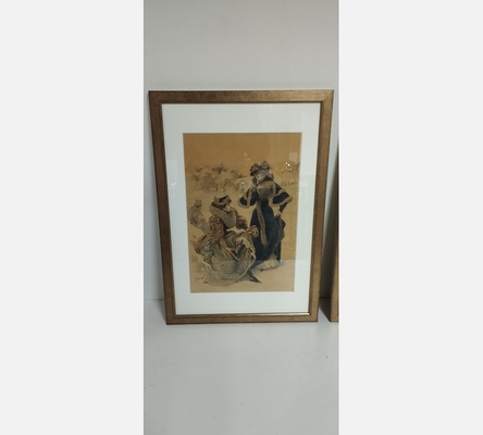 Lithographie de jeunes femmes par Ferdinand Bac