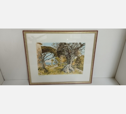 Lithographie sous verre arbre tortueux