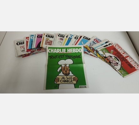 Lot 49 Charlie Hebdo à partir 14 janvier 2015«Tout est pardonné.Je suis Charlie'