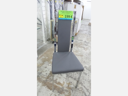 Lot de 2 chaises Dana gris et chrome.