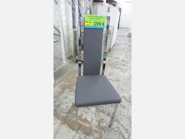 Lot de 2 chaises Dana gris et chrome.