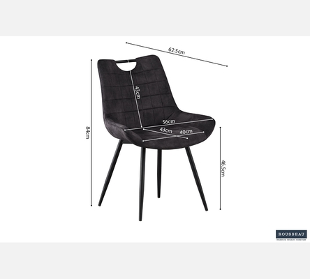 Lot de 2 chaises Nina en velours gris.