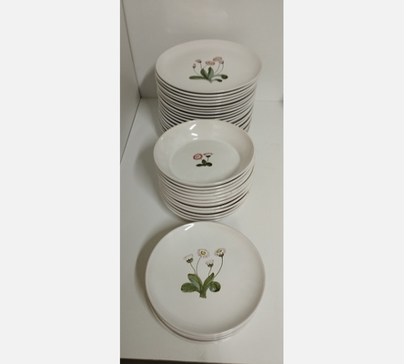 Lot de 39 assiettes en porcelaine blanche avec motif floral