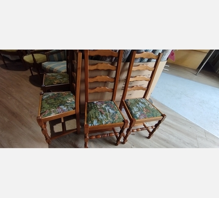 Lot de 4 chaises Chéne moyen tissu gobelin