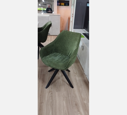 Lot de 4 fauteuils pivotant en tissus vert .