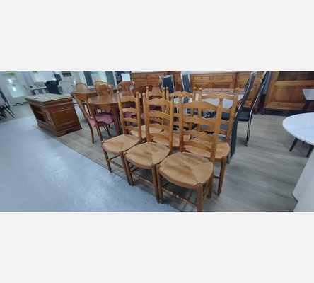Lot de 6 chaises rustiques paillées