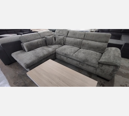 M2.Crem95. Canapé d'angle Bangkok convertible, coffre, tissu gris foncé.