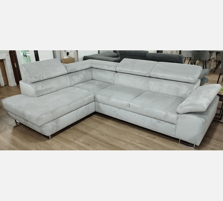 M2 Hydra05 Canapé d'angle Milano velours côtelé gris, convertible, grand coffre.