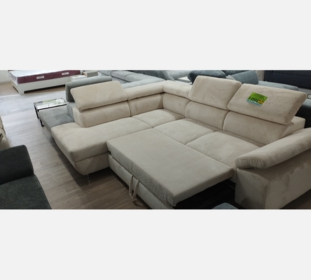 M2 Hydra23 Canapé d'angle Milano velours côtelé beige,convertible, grand coffre.
