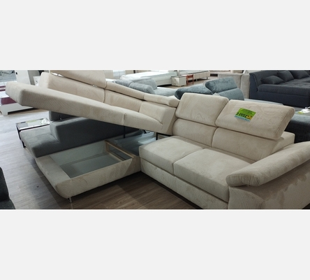 M2 Hydra23 Canapé d'angle Milano velours côtelé beige,convertible, grand coffre.