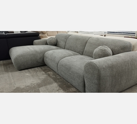 M2 Rav07 Canapé d'angle Cloud en tissu gris avec 2 coussins boules.
