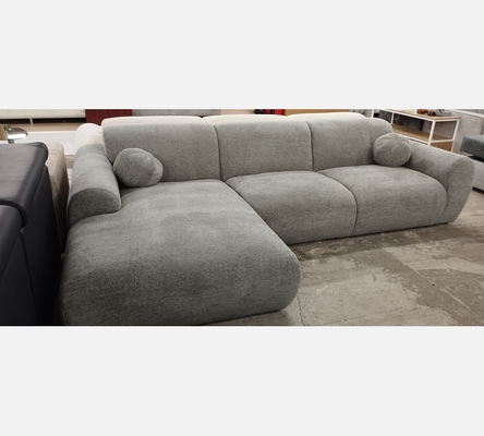 M2 Rav07 Canapé d'angle Cloud en tissu gris avec 2 coussins boules.