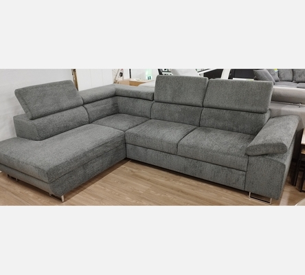 M2 Rav15 Canapé d'angle Milano tissu gris foncé, convertible, grand coffre.