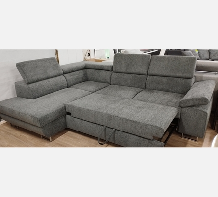 M2 Rav15 Canapé d'angle Milano tissu gris foncé, convertible, grand coffre.