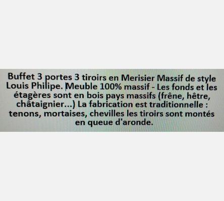 Magnifique Buffet Buffet 3 portes réalisé en Merisier massif de style Louis P