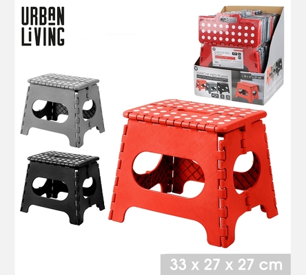 MARCHE PIED PLIABLE 3 COULEURS ASSORTIES NOIR/GRIS/ROUGE 33X27XH27CM EN DISPLAY